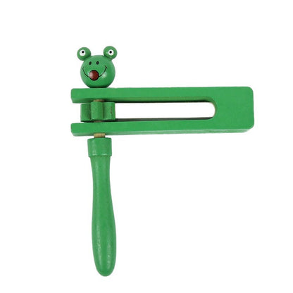Wooden Animal Head Ratchet Rattle Toy Scraper Noisemaker