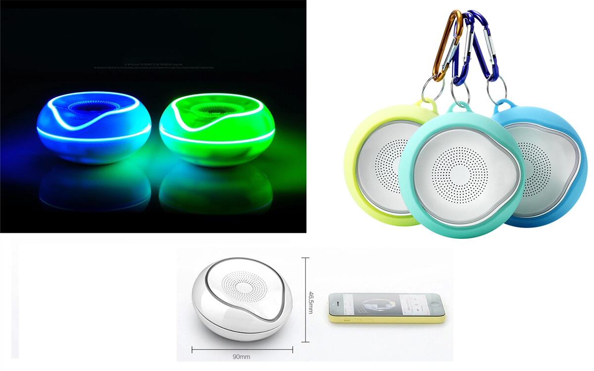 LED Flash Wireless Speaker w/Metal Hang