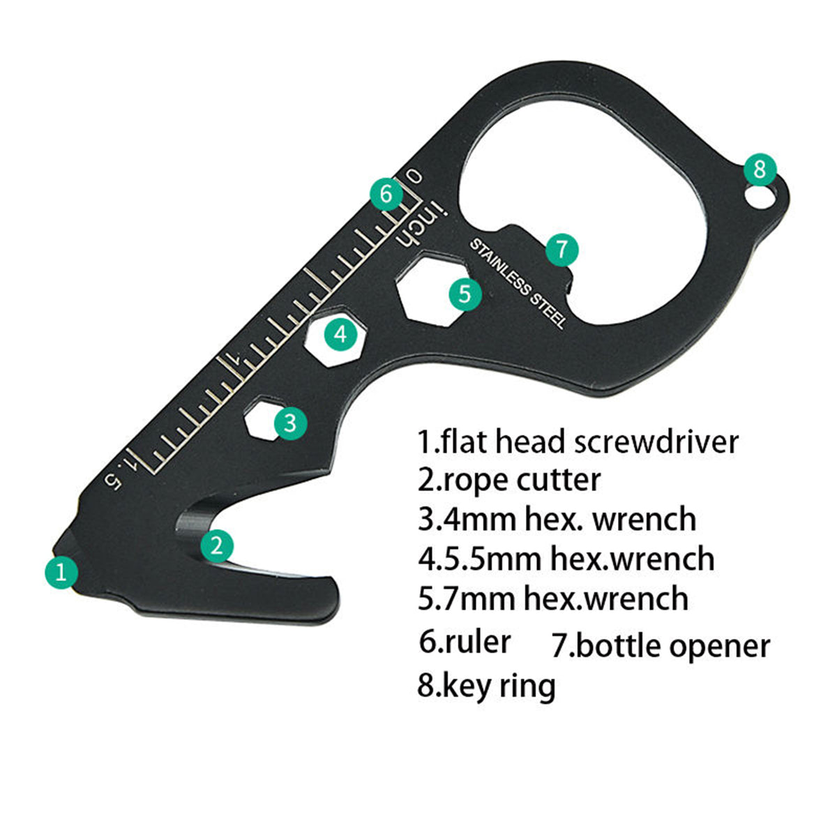 Stainless Steel Hook shaped Multitool Survival Pocket Wallet Tools