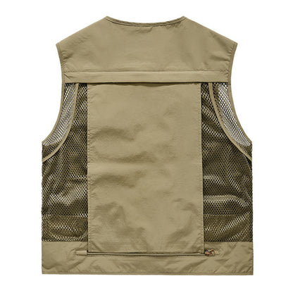 Outdoor Men's Mesh Fishing Vest Quick-Dry Safari Cargo Vest