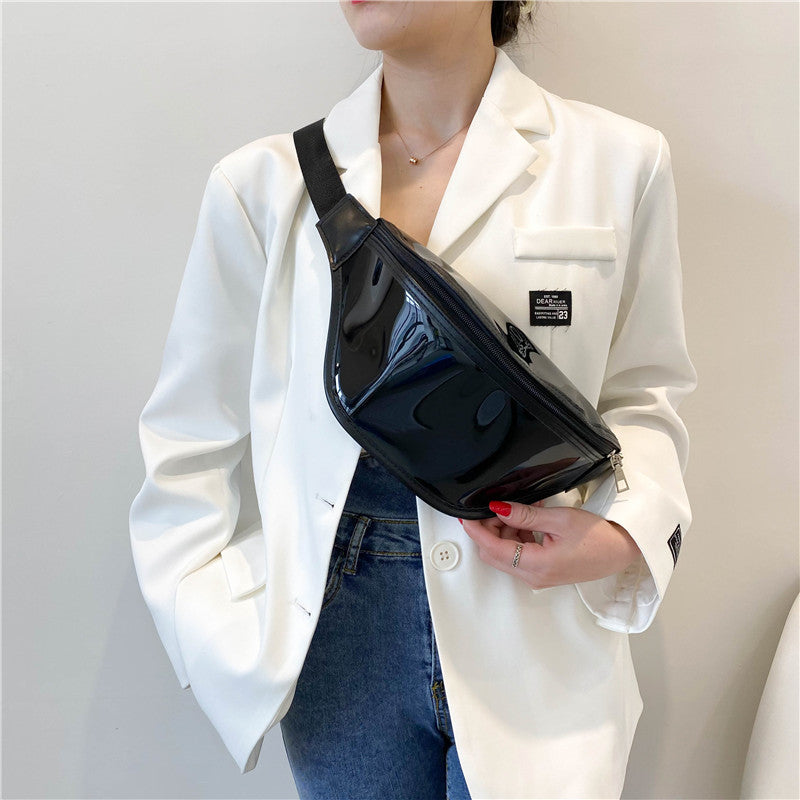 PVC Waist Bag Fanny Pack W/Two Zipper Pockets