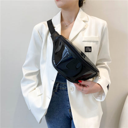 PVC Waist Bag Fanny Pack W/Two Zipper Pockets