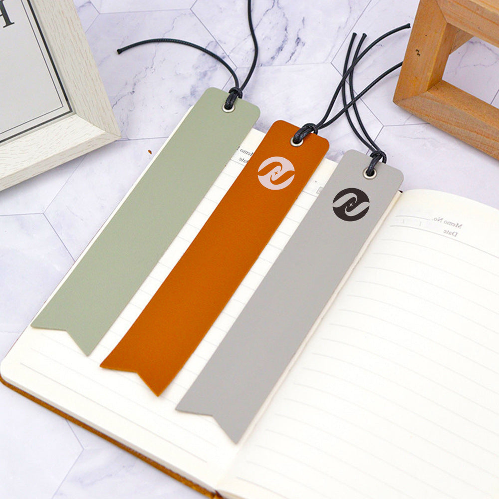PU Leather Bookmark Classic Stitched Bookmark Page Markers Reading Gifts W/ Wax Rope