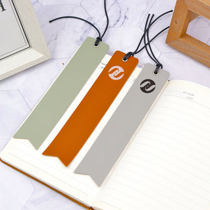 PU Leather Bookmark Classic Stitched Bookmark Page Markers Reading Gifts W/ Wax Rope