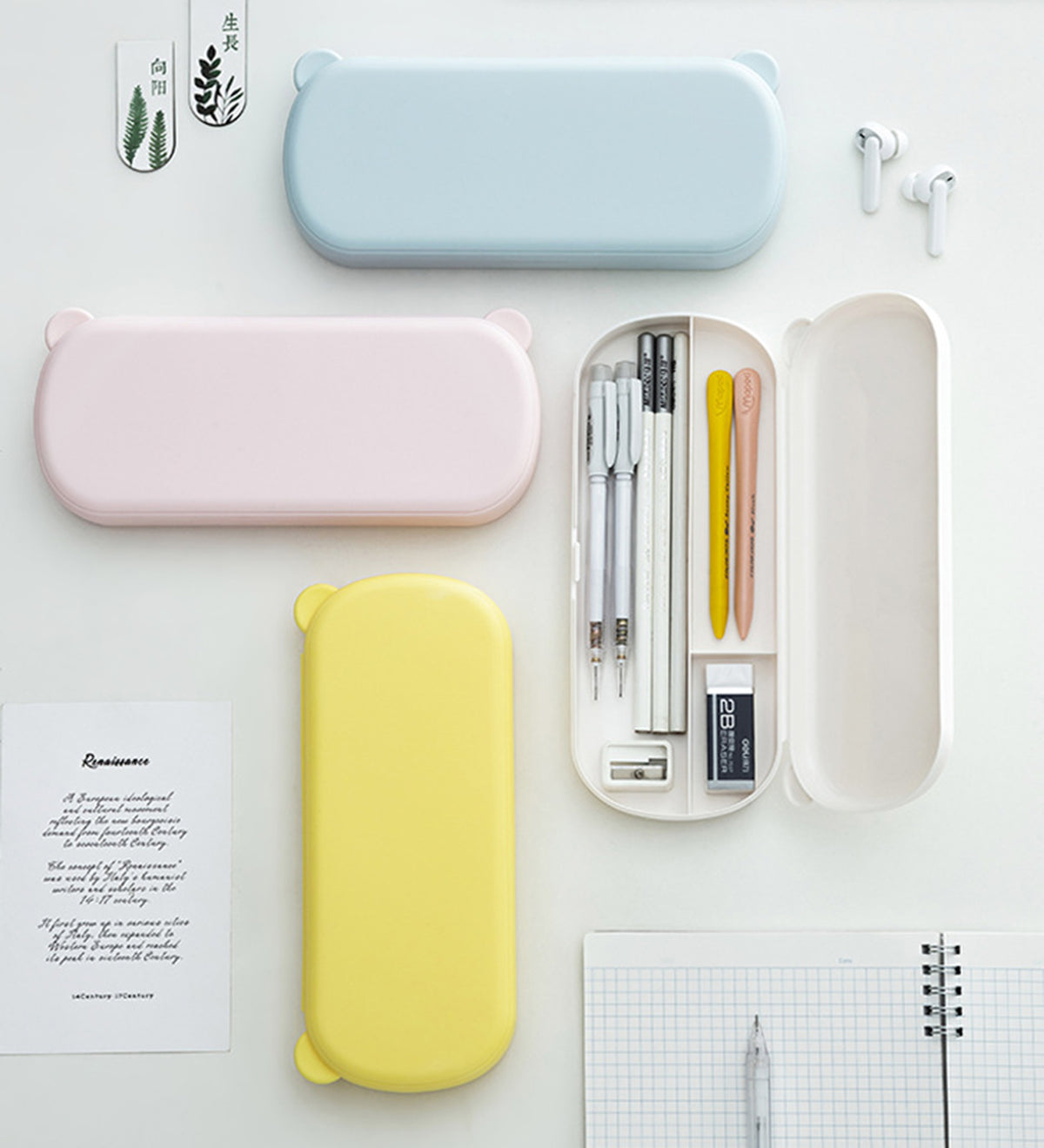 Plastic Pencil Case with Snap-Tight Lid Double Layer