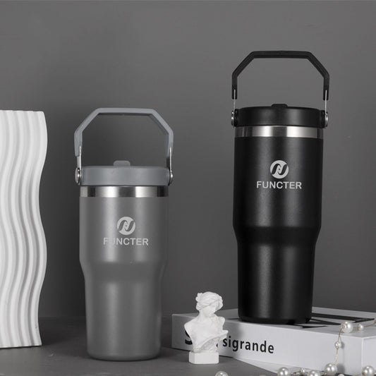 25 Oz /750ml Insulated Water Bottle Tumbler Cup W/Flip Straw and Handle Loop