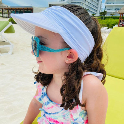 Kids Sun Visor Hat Wide Brim UV Protection Summer Beach Hat Elastic Visor Sun Cap for Girl 5-9 Years