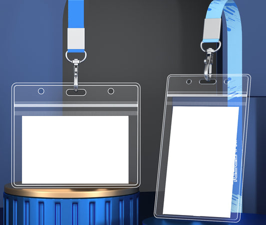 PVC Badge Holder Transparent Badge Holder Horizontal ID Holder Employee Card Holder With Lanyard