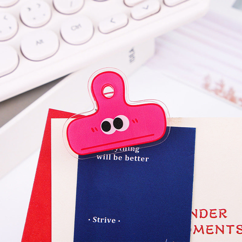 Long Tail Clamps Acrylic Album Memo Clip Bag Binder Sealing Clip Food Bag Clamp-Two Sides Printing