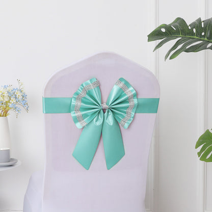#2 Chair Back Flower Chair Sashes Bow Satin Bowknot Stretchy Bands Chair Bowknot