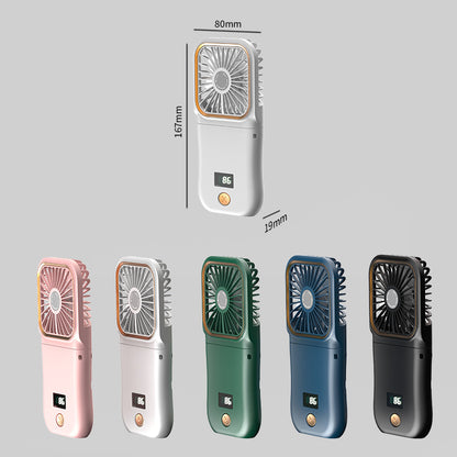 Rechargeable Mini Fan Foldable Fan Hanging Neck Fan With Battery Display With Lanyard