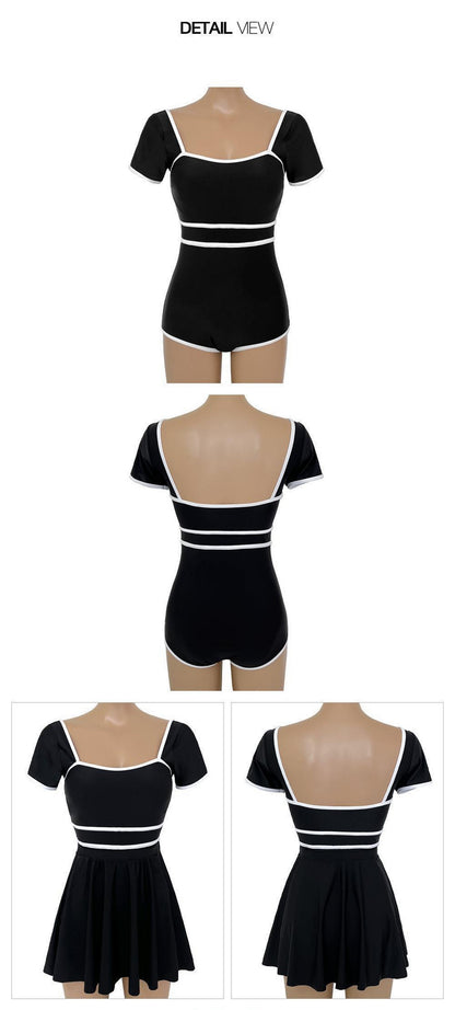Girl One Piece Bathing Suit Crisscross Swimming Dress