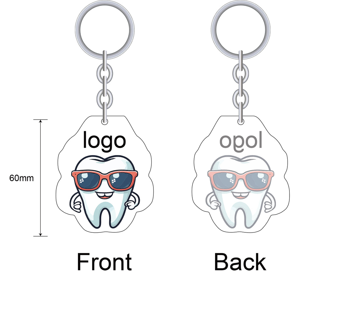 Acrylic Tooth-Shaped Keychain