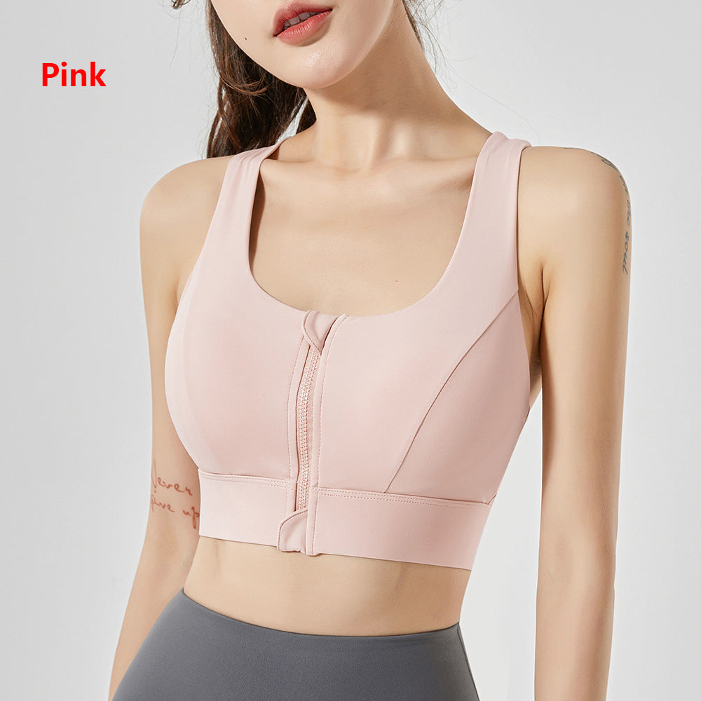 Women's Yoga Sports Bra Zipper Bra Pilates Clothing Strappy Bralette Bra Running Vest Athletic Shirt