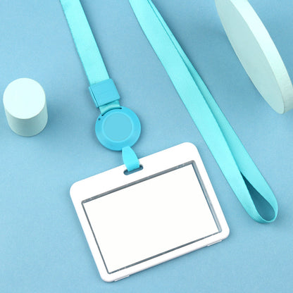 Plastic Horizontal Badge Holder With Retractable Lanyard