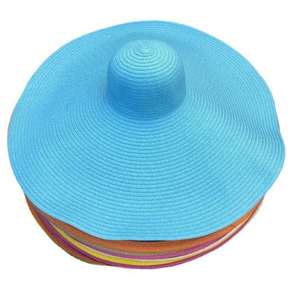 Oversized Beach Straw Hat for Women, Fashion Large Wide Brim Visor Hats Handmade Roll Up Floppy Cap