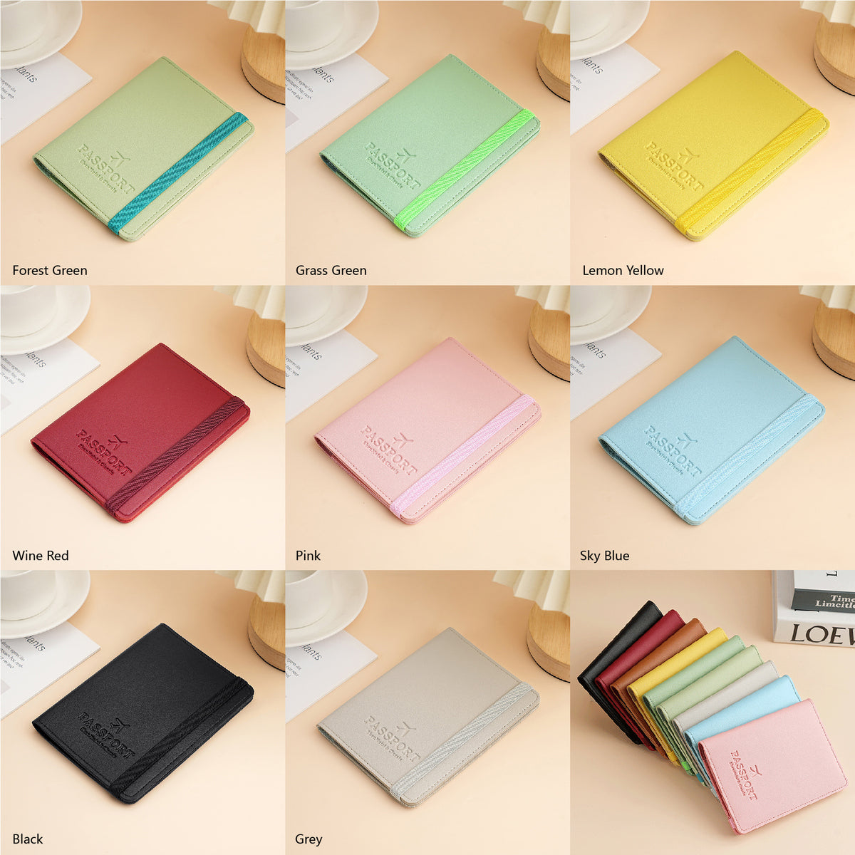 Passport Case PU Leather Passport Holder Passport Cover for Business Trip Travel Wallet w/Strap