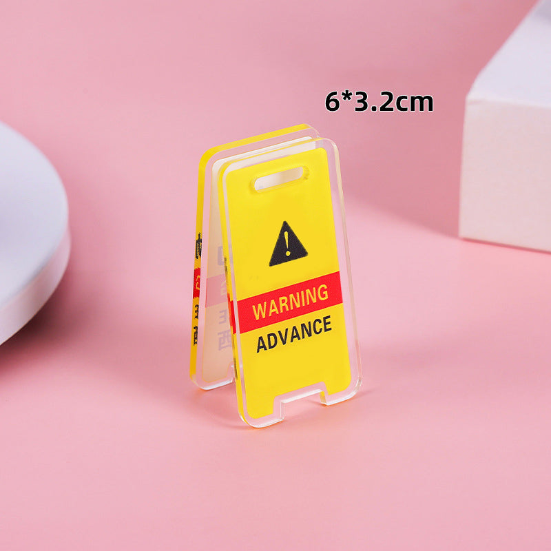 Warning Sign Shaped Acrylic Album Clip Bag Binder Sealing Clip Food Bag Clamp-Two Sides Printing