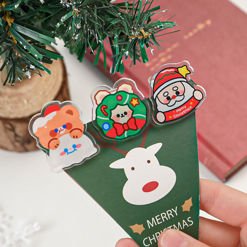 Christmas Acrylic Album Memo Clip Bag Binder Sealing Clip Food Bag Clamp-Two Sides Imprint