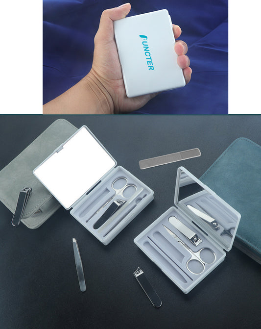 Rectangle Cosmetic Hygiene Kit W/Mirror (5 Tools)