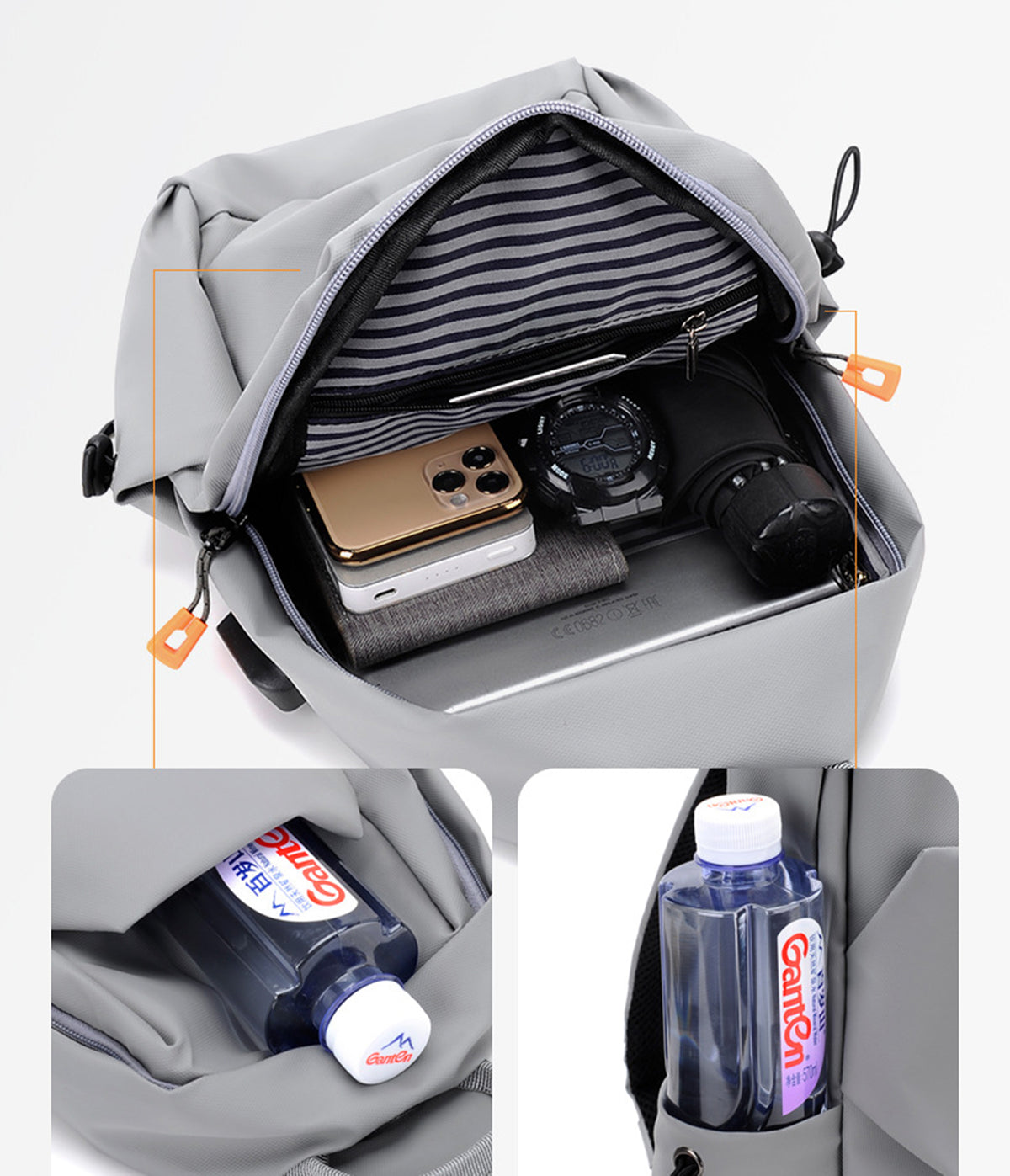 Crossbody Bags Sling Backpack Shoulder Bag Chest Bag Travel Hiking Daypack W/USB Charger Port