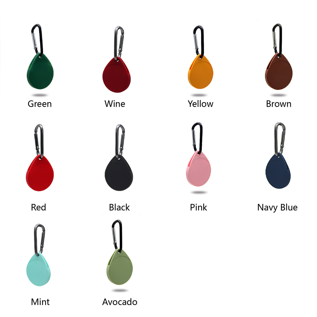 Silicone Key Tag Tracker Cover Key Ring Case Card Sleeve Anti-Lost Protector Holder Carabiner Clip