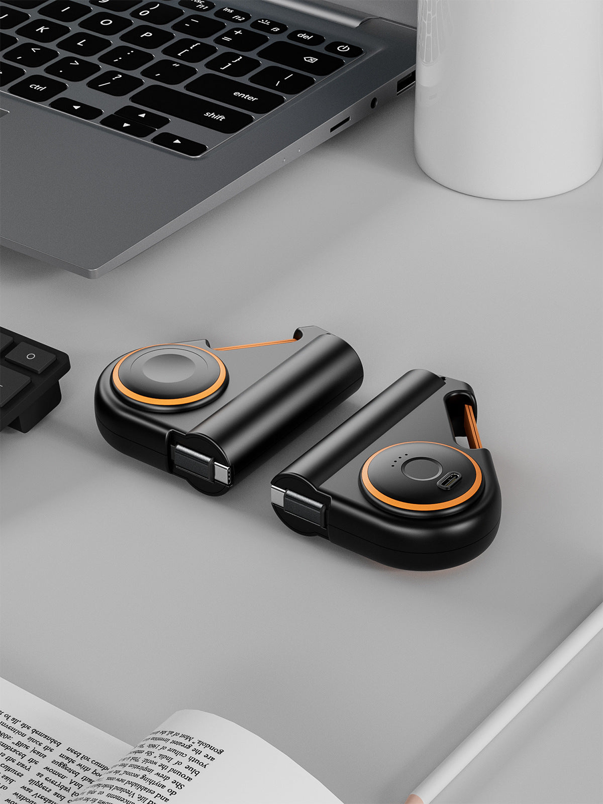 5000mAh Mini Power Bank WIth Wireless Charger For Smart watch With Woven Carabiner