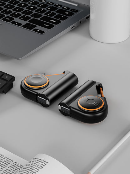 5000mAh Mini Power Bank WIth Wireless Charger For Smart watch With Woven Carabiner