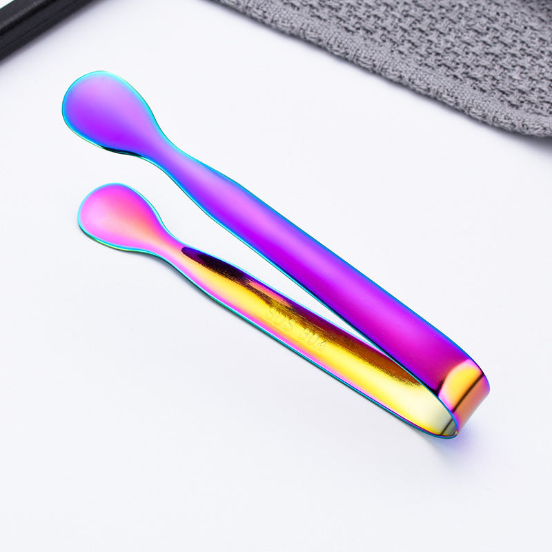 4.2" 304 Stainless Steel Ice Tongs Cooking Kitchen Tongs(Gold & Rose Gold & Rainbow & Black)