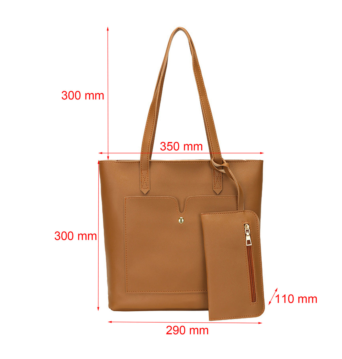 Women PU Leather Single Shoulder Bag W/ small pouch