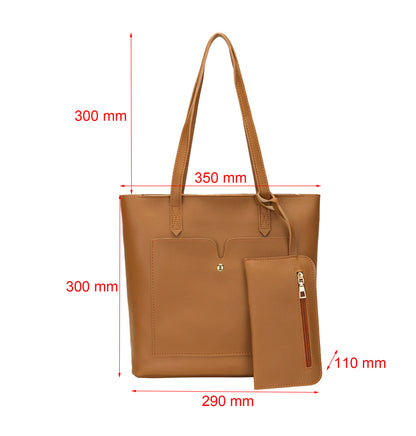 Women PU Leather Single Shoulder Bag W/ small pouch