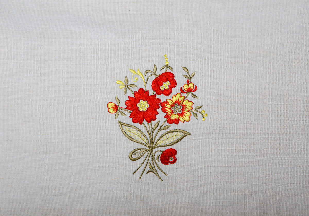 19.7 x 19.7" Embroidery Premium Square Linen Throw Pillowcase With Hidden Zipper