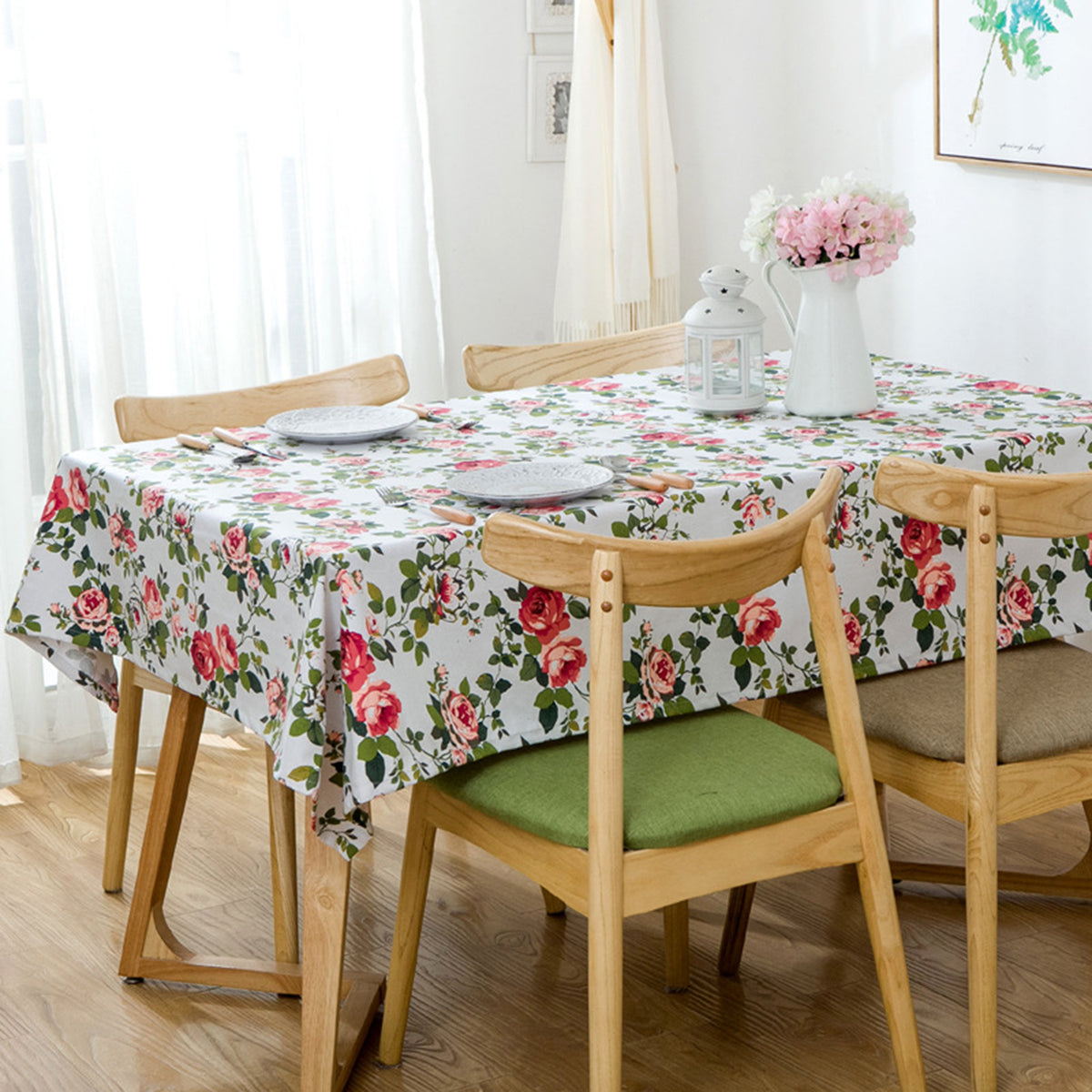 Spring Summer Floral Round Tablecloth