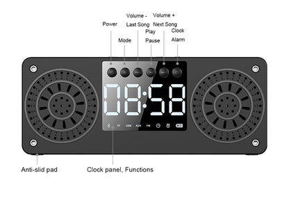Wood Wireless Speaker With Time Display Alarm Clock