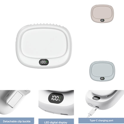 Wearable Neck & Waist Mini Fan, Rechargeable Personal Fan W/ LED Display