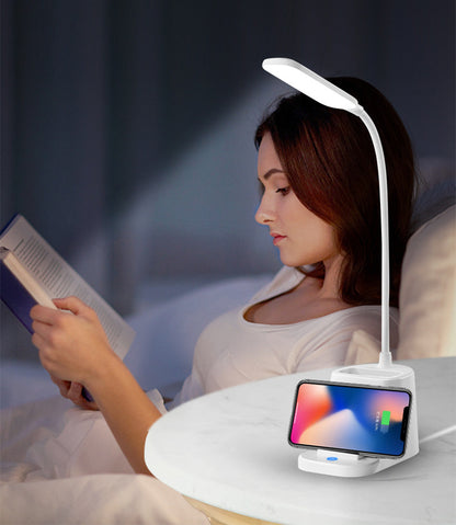 Eye Caring LED Dimmable Desk Lamp Pen Holder With Wireless Charger