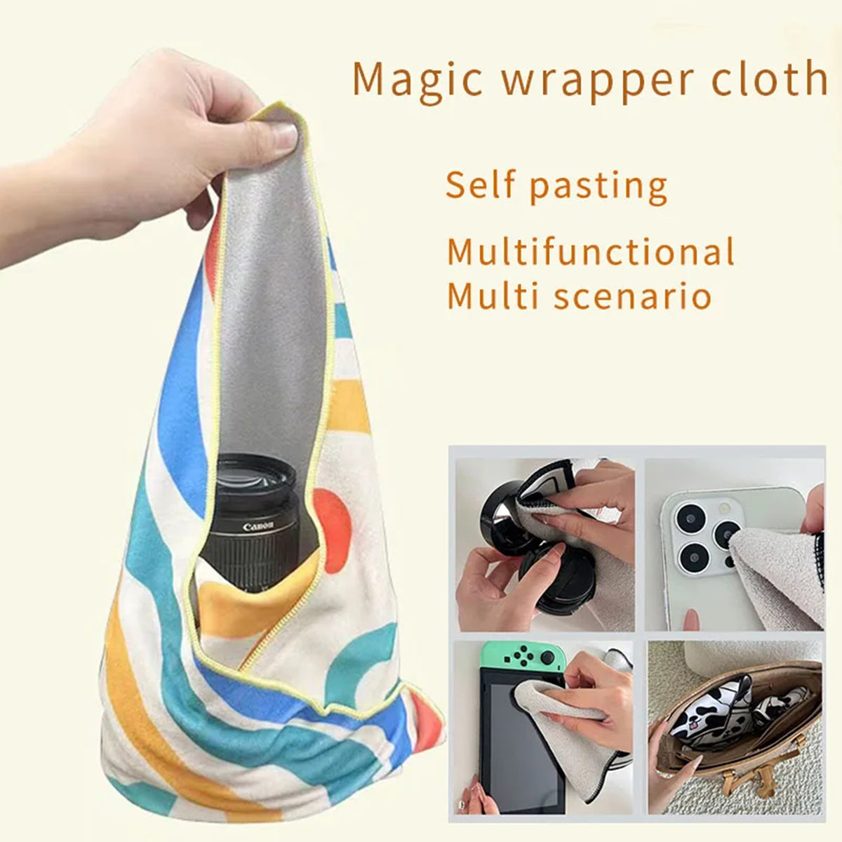 11.8" x 11.8" Custom Protector Self-Adhesive Magic Cloth Lens Wrap Makeup Bag