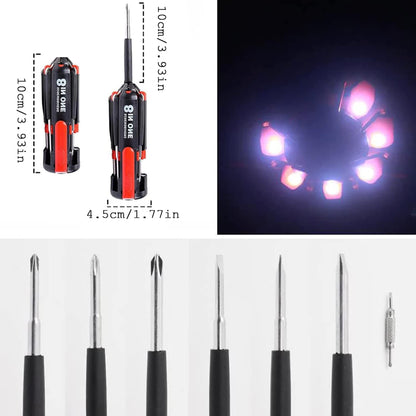 8" 1 Multifunctional Screwdrivers with Worklight