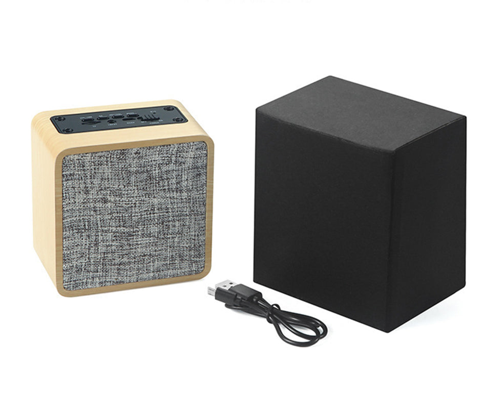Stereo Sound Wood Fabric Square Wireless Speaker
