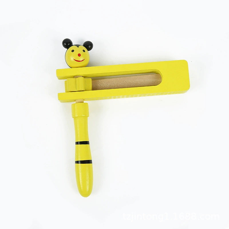 Wooden Animal Head Ratchet Rattle Toy Scraper Noisemaker