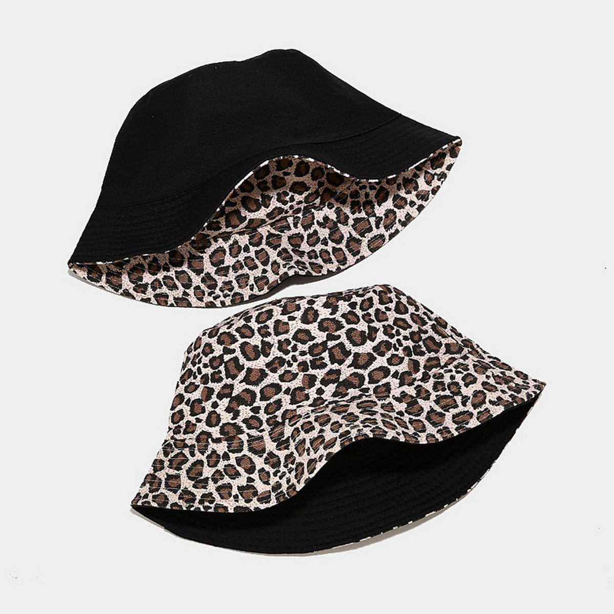 Reversible Polyester Leopard Print Bucket Hat