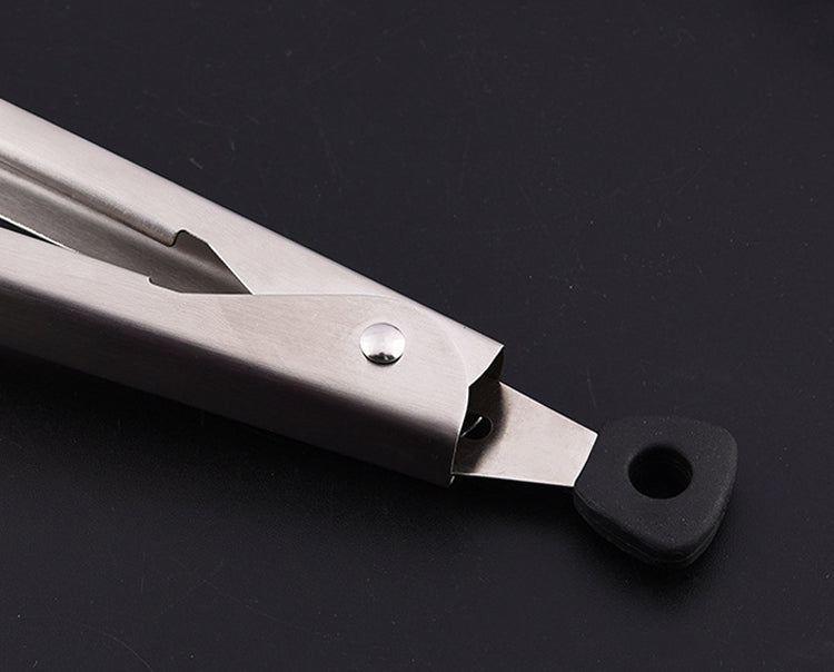 12" 304 Stainless Steel Food Tongs w/Silicone Locking Clip Barbeque Kitchen Tongs (Round Hole)