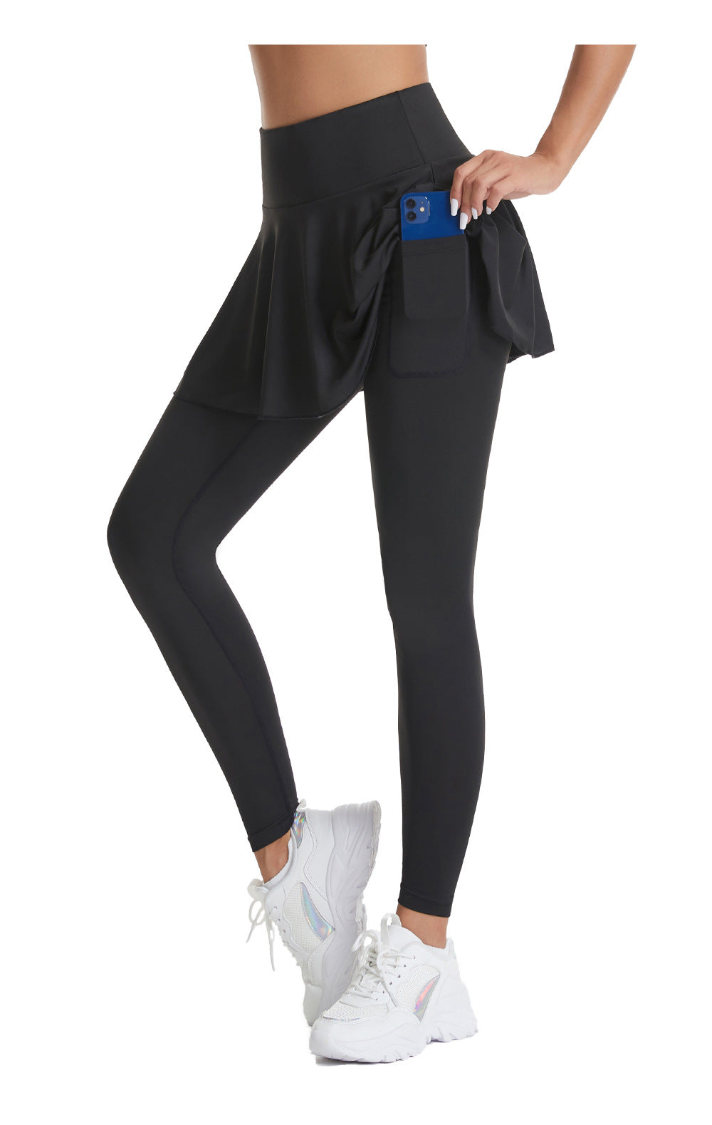 Women Tennis Skirted Leggings with Pockets, Capris Yoga Leggings W/Skirts & Tennis Pickleball Cloth