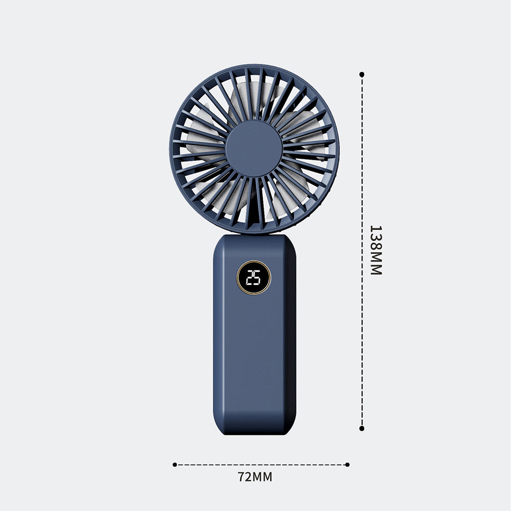Foldable Mini Handheld Fan With Battery Display Rechargeable Portable Fan Adjustable Wind Speed