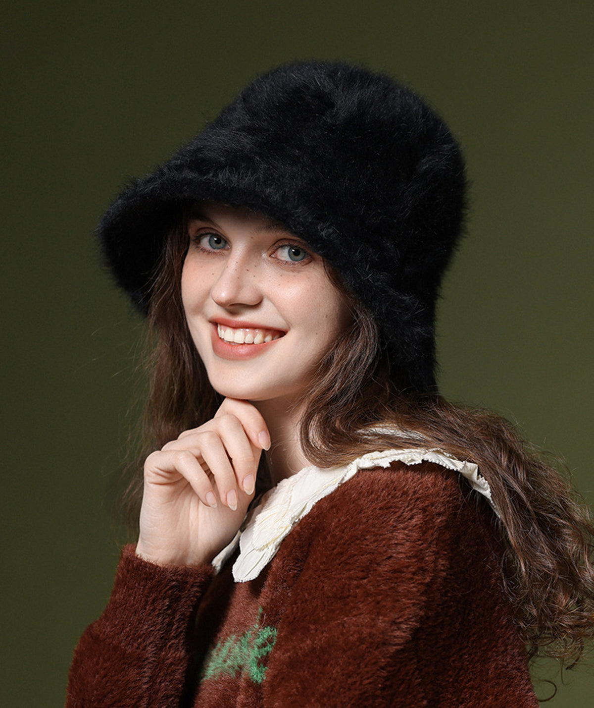Winter Faux Fur Warmer Fisherman Cap Fluffy Wide Brim Bucket Hats