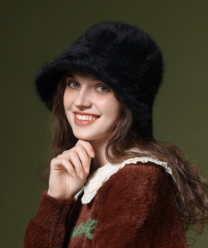 Winter Faux Fur Warmer Fisherman Cap Fluffy Wide Brim Bucket Hats