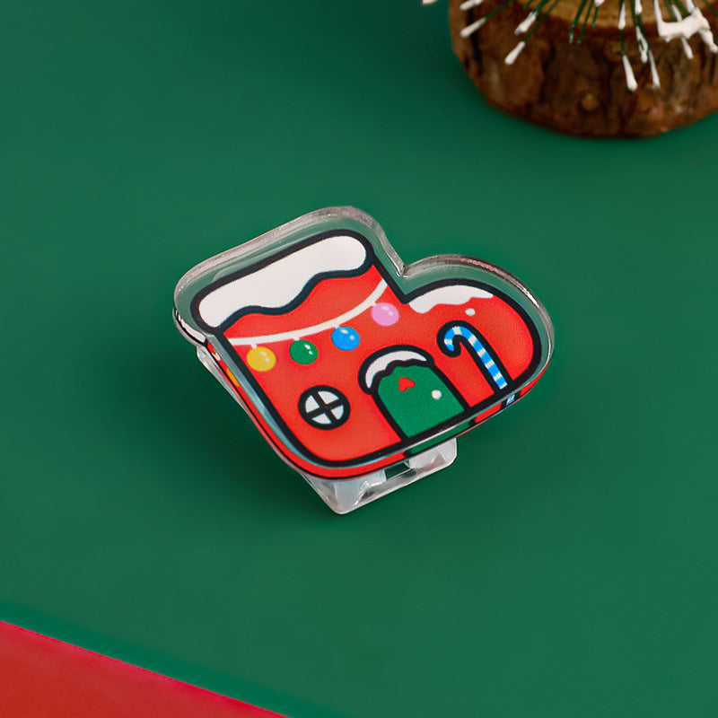 Christmas Acrylic Album Memo Clip Bag Binder Sealing Clip Food Bag Clamp-Two Sides Imprint