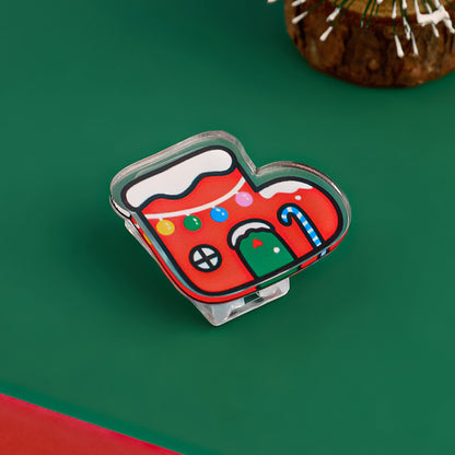 Christmas Acrylic Album Memo Clip Bag Binder Sealing Clip Food Bag Clamp-Two Sides Imprint