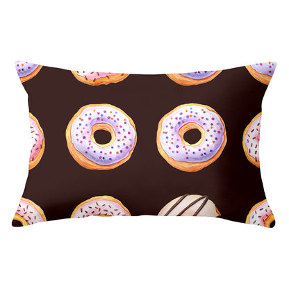 Full Printed 20 x 26" Premium Doughnut Polyester Short Plush Throw Pillowcase W/Hidden Zipper
