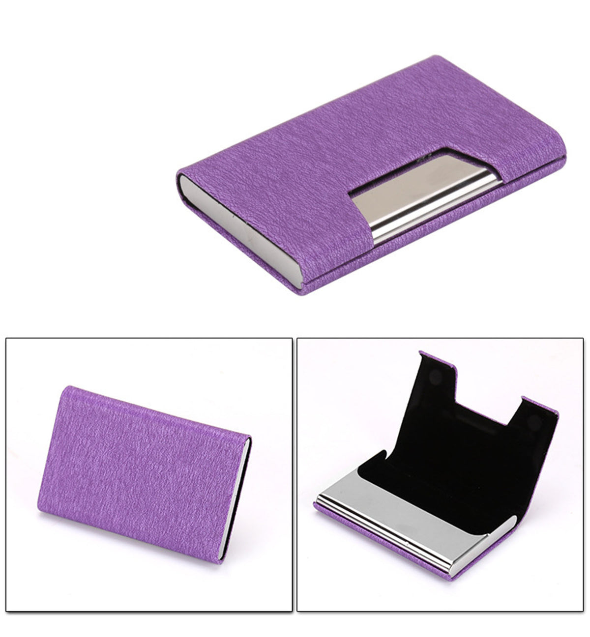 Business Card Cases PU Leather Pocket Card Carrier with Magnetic Closure for Men Woman